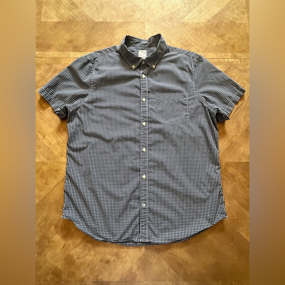 GAP Lived-In Blue Gingham Button-Down Shirt – XL